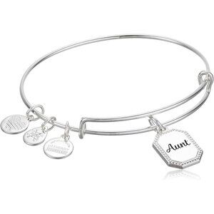 Antique Silver Trusting Guide Charm Bangle for Women, Adjustable Silver Plated B